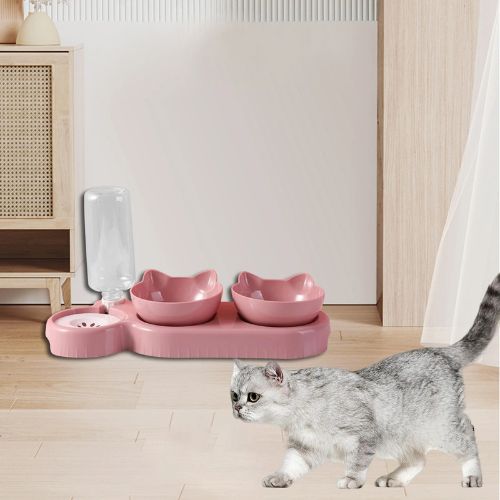 Gamelle de nourriture et distribution d'eau pour chat - FoodwaterBowl™ - Calinours Chats