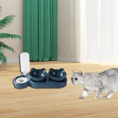 Gamelle de nourriture et distribution d'eau pour chat - FoodwaterBowl™ - Calinours Chats