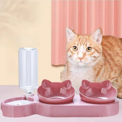 Gamelle de nourriture et distribution d'eau pour chat - FoodwaterBowl™ - Calinours Chats