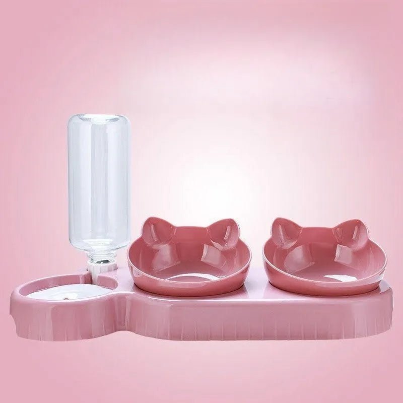 Gamelle de nourriture et distribution d'eau pour chat - FoodwaterBowl™ - Calinours Chats